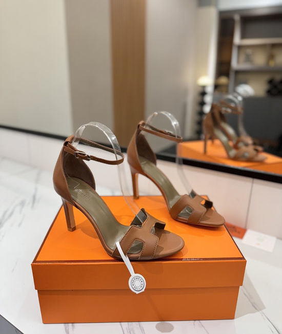 Hermes Premium Smooth Leather High Heel Comfort Shoes