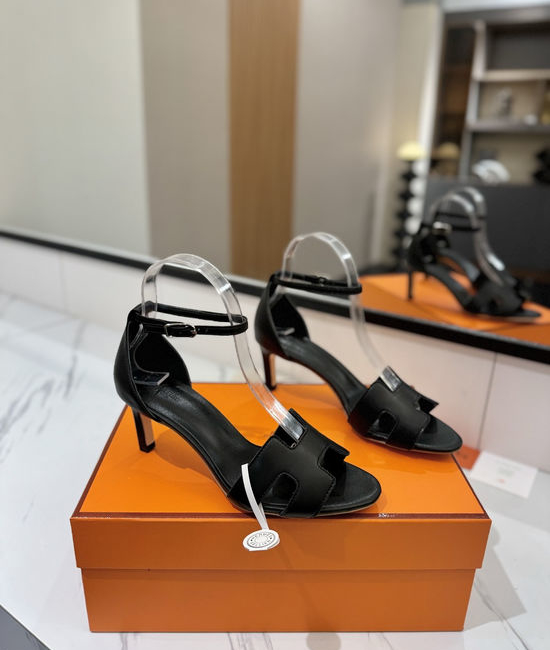 Hermes Premium Smooth Leather Mid Heel Comfort Shoes