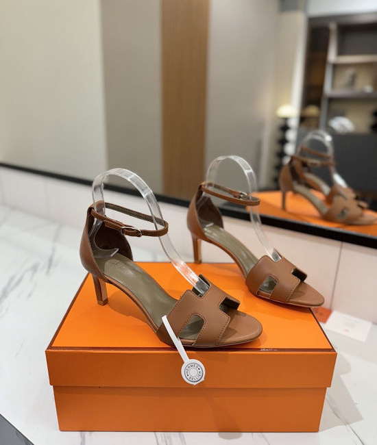 Hermes Premium Smooth Leather Mid Heel Comfort Shoes