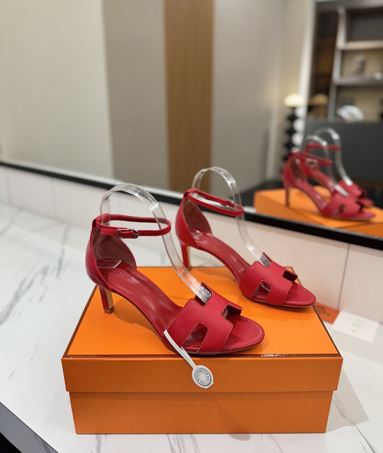 Hermes Premium Smooth Leather Mid Heel Comfort Shoes