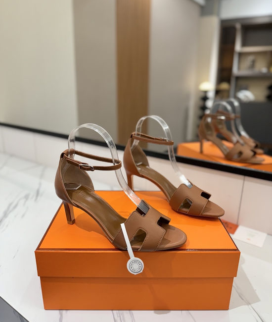 Hermes Premium Smooth Leather Mid Heel Comfort Shoes