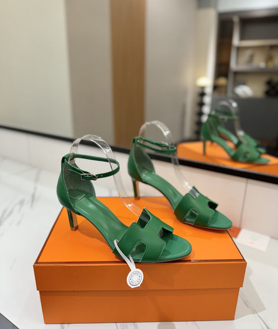 Hermes Premium Smooth Leather Mid Heel Comfort Shoes