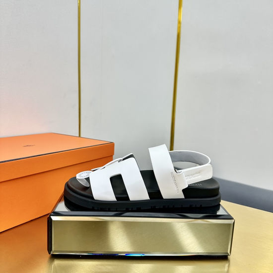 Hermes Premium Smooth Leather Slide Sandals with Original Outsole