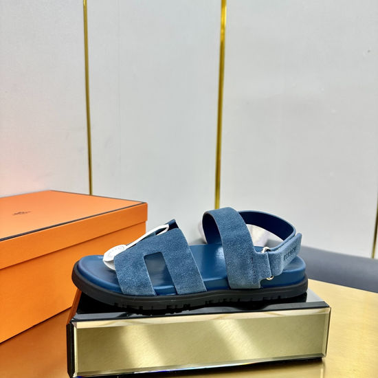Hermes Premium Smooth Leather Slide Sandals with Original Outsole