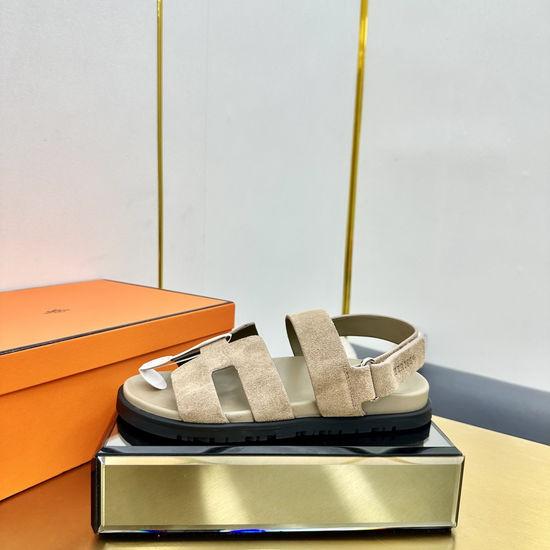Hermes Premium Smooth Leather Slide Sandals with Original Outsole