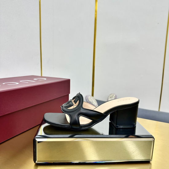 Gucci Cut-out Leather Mules with Interlocking G Detail