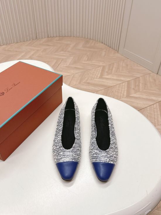 Loro Piana Knit Pointed Toe Loafers Minimalist Comfortable Stylish All-match Leather Shoes
