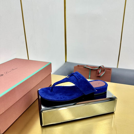 Loro Piana Soft Suede Slides Cashmere Lining Silk Insole Genuine Leather Sole