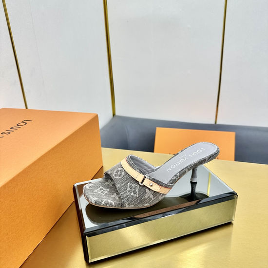Louis Vuitton Colorful Pattern Flat Slippers Bow Decor Leather Lining