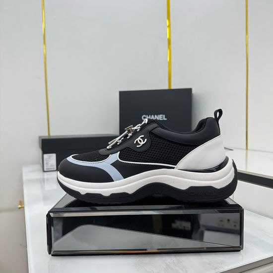Chanel Embroidered Mixed Material Casual Sneakers Versatile Comfort Shoes