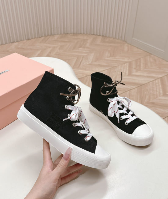 Miu Miu Casual Canvas Sneakers with Double Lace Design