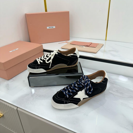 Miu Miu Vintage Distressed Leather Sneakers with Full Packaging