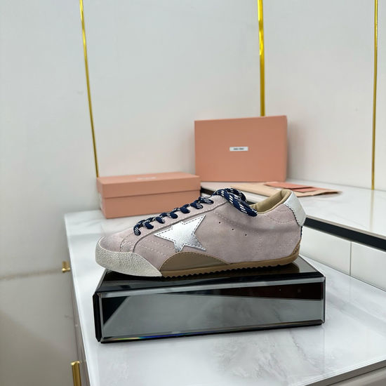 Miu Miu Vintage Distressed Leather Sneakers with Full Packaging