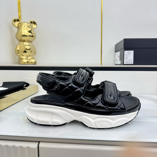 Chanel Casual Velcro Beach Sandals Soft Comfortable Sole