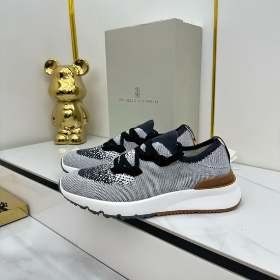 Brunello Cucinelli Breathable Knit Lace-Up Casual Comfort Sneakers