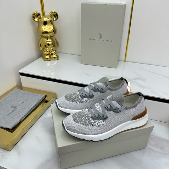Brunello Cucinelli Breathable Knit Lace-Up Casual Comfort Sneakers