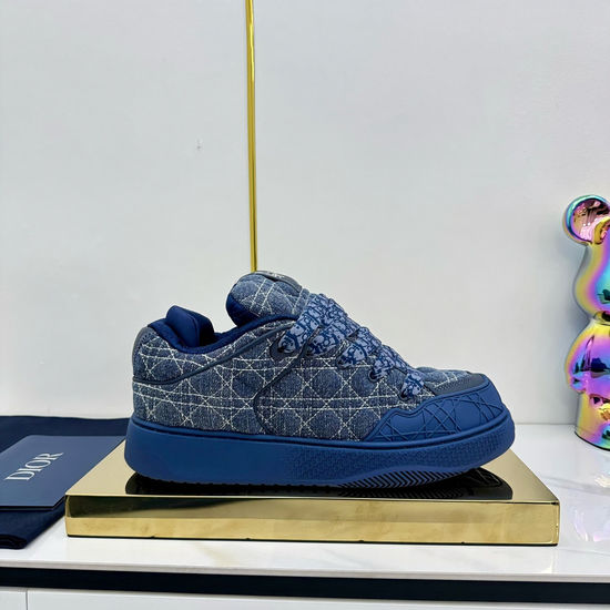 Christian Dior Retro Style Leather Mesh Stitched Sneakers Non-slip Sole