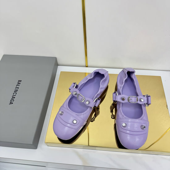 Balenciaga Distressed Retro Soft Leather Slip On Ballet Flats