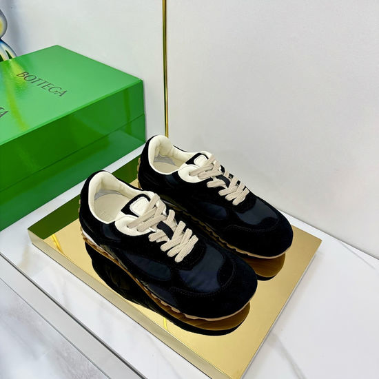 Bottega Veneta BV Vintage Suede Nylon Casual Sports Shoes With Woven Sole
