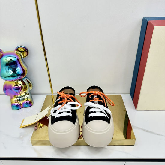 Marni Genuine Leather Half Slippers with Adjustable Laces