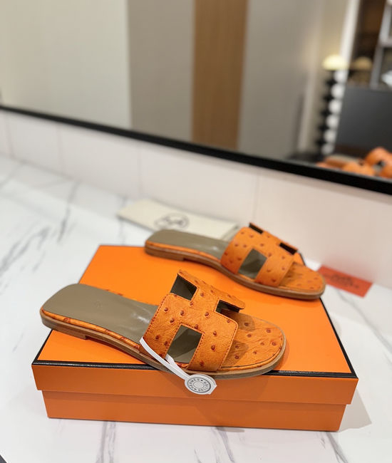 Hermes Premium Ostrich Leather Durable Comfort Dress Shoes