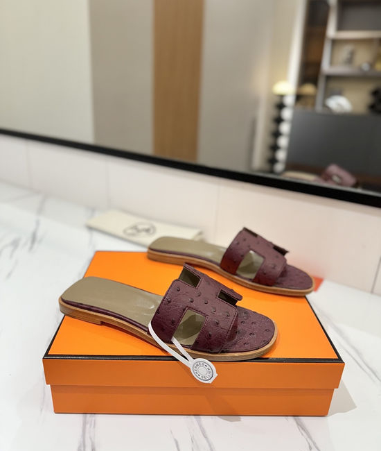 Hermes Premium Ostrich Leather Durable Comfort Dress Shoes