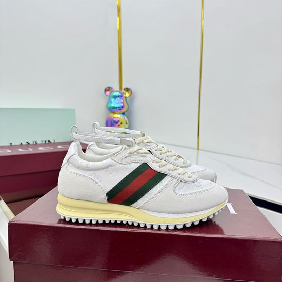 Gucci Leather Loafers with GG Supreme Print and Metal Detail