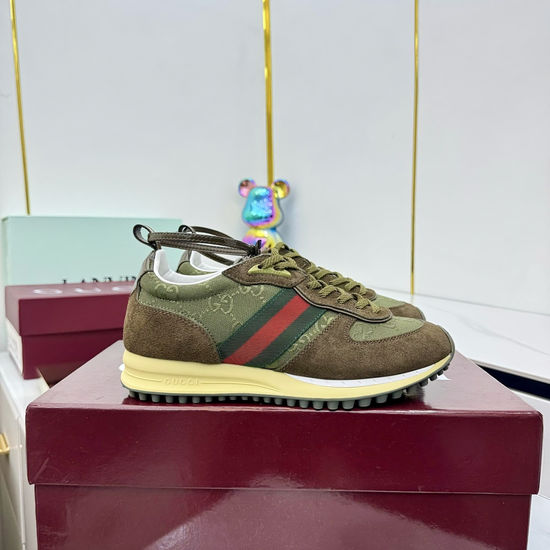 Gucci Leather Loafers with GG Supreme Print and Metal Detail