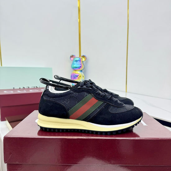 Gucci Leather Loafers with GG Supreme Print and Metal Detail