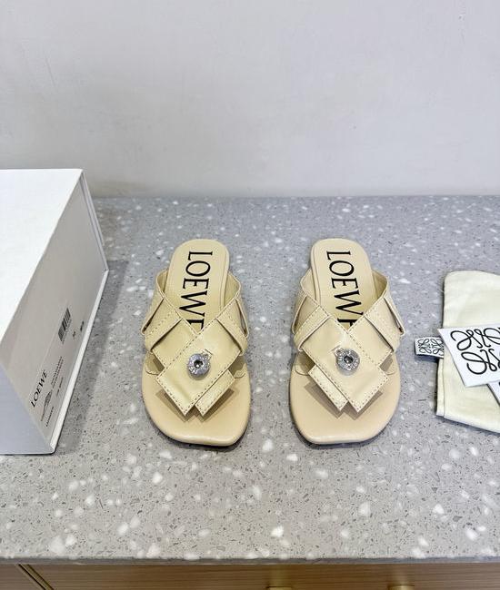 Loewe Button Decor Thong Slip On Flat Sandals
