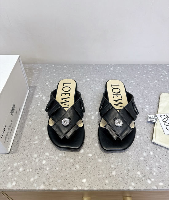 Loewe Button Decor Thong Slip On Flat Sandals