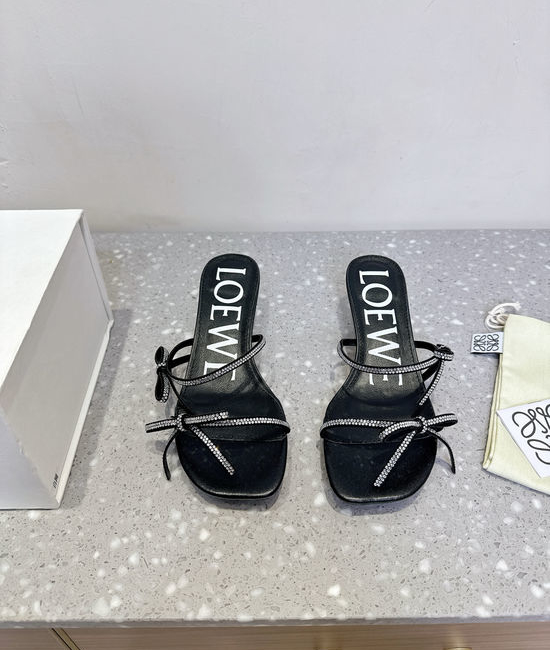 Loewe Elegant Kitten Heel Comfortable Bow Slides