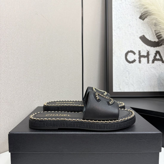 Chanel Premium Sheepskin Upper Slide Sandals Soft Lining Non-slip Sole
