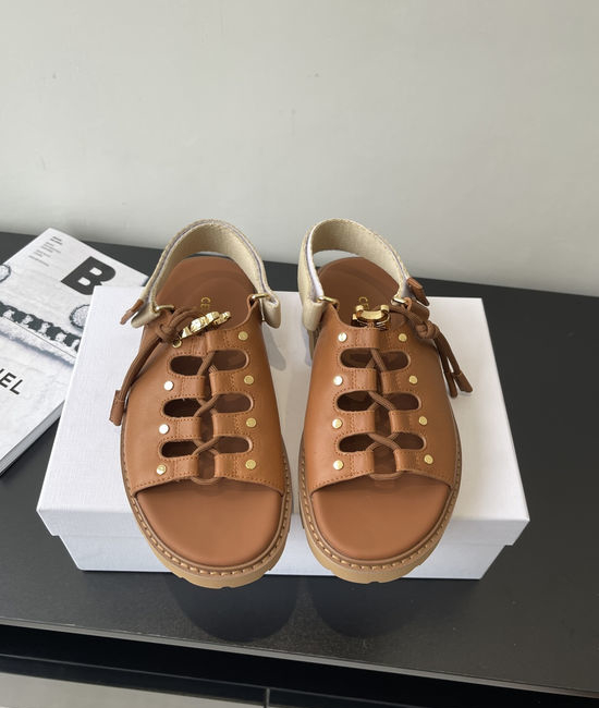 Celine Vintage Style Buckle Decorated Casual Summer Sandals