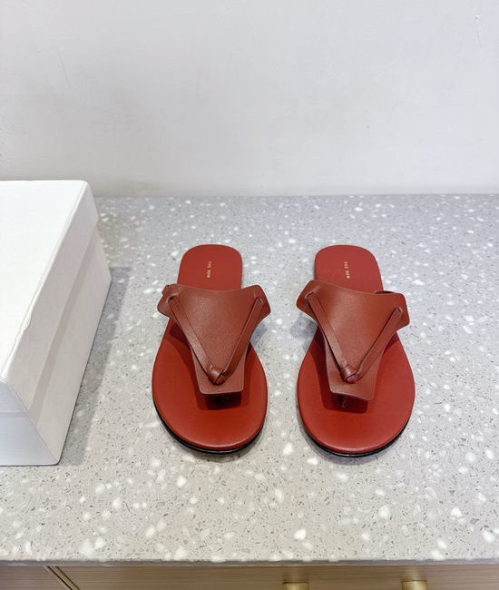 The Row Soft Leather Flip Flops Non-Slip Comfortable Slippers