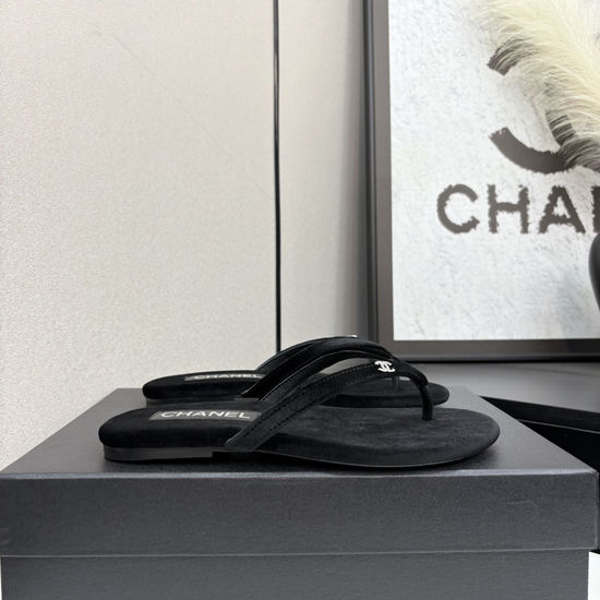 Chanel Satin Sheepskin Leather Sole Comfortable Sandals