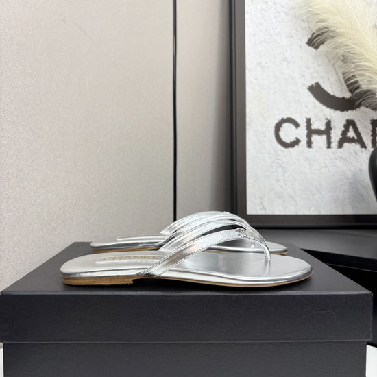 Chanel Satin Sheepskin Leather Sole Comfortable Sandals