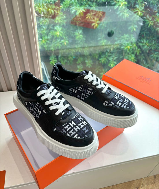 Hermes Casual Comfortable Sneakers Premium Leather Upper