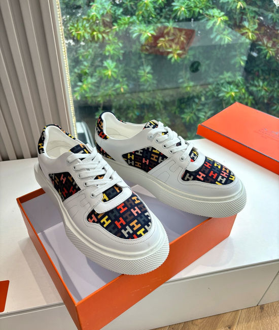 Hermes Casual Comfortable Sneakers Premium Leather Upper