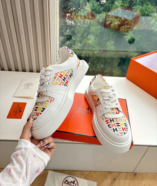 Hermes Casual Comfortable Sneakers Premium Leather Upper