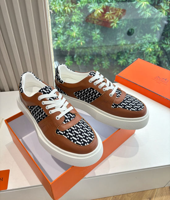 Hermes Casual Comfortable Sneakers Premium Leather Upper