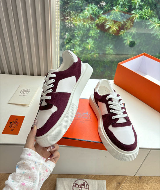 Hermes Casual Comfortable Sneakers Premium Leather Upper