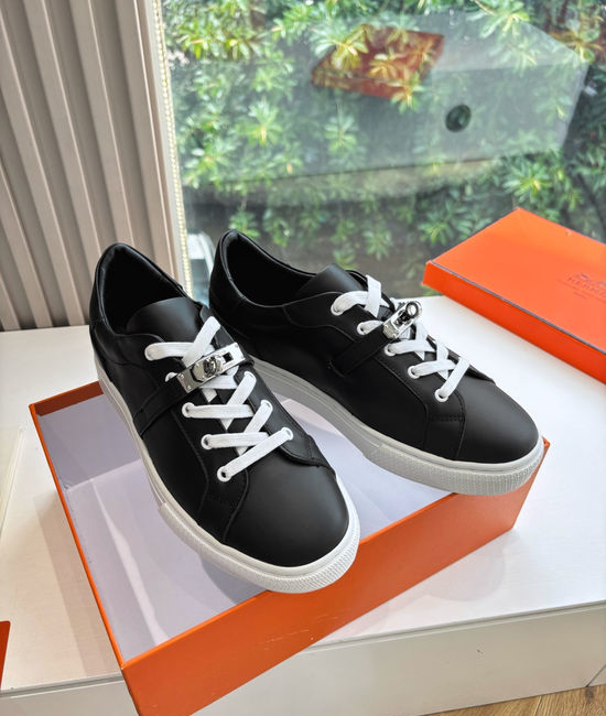 Hermes Casual Versatile Sneakers Soft Leather Lightweight Non-slip Sole