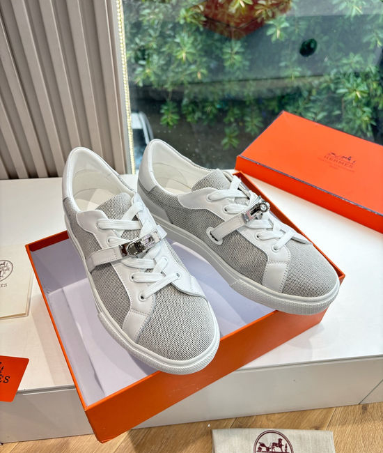 Hermes Casual Versatile Sneakers Soft Leather Lightweight Non-slip Sole
