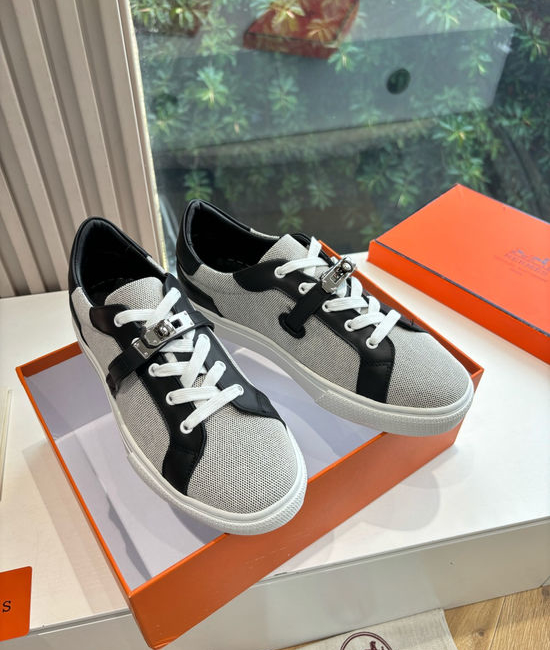 Hermes Casual Versatile Sneakers Soft Leather Lightweight Non-slip Sole
