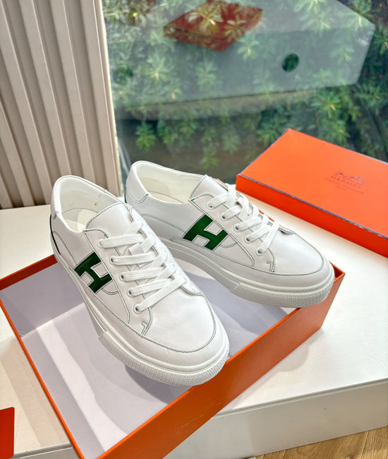 Hermes Casual Versatile Sneakers Soft Leather Lightweight Non-slip Sole