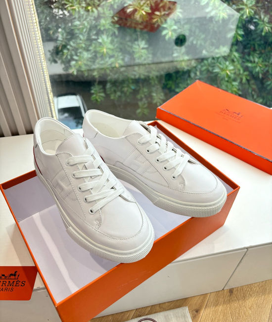 Hermes Casual Versatile Sneakers Soft Leather Lightweight Non-slip Sole