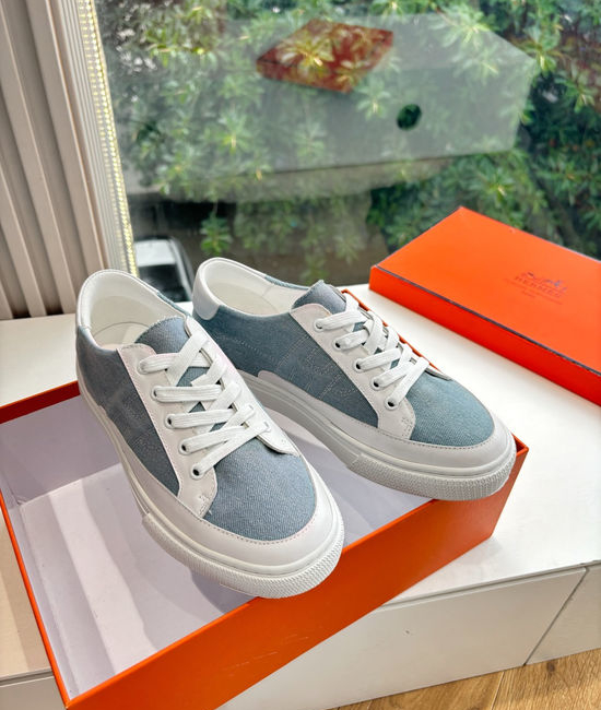 Hermes Casual Versatile Sneakers Soft Leather Lightweight Non-slip Sole