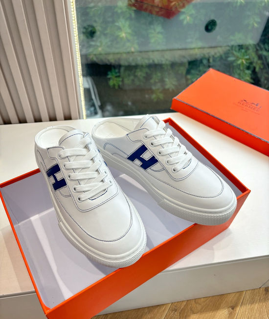 Hermes Premium Leather Casual Sneakers Comfortable Versatile Footwear