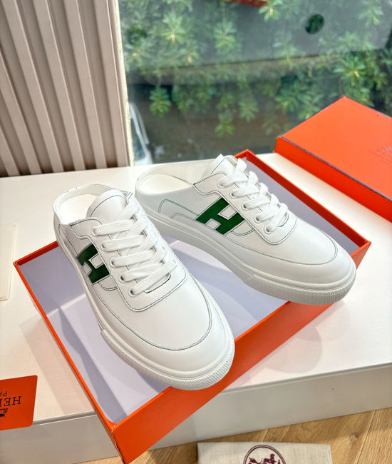 Hermes Premium Leather Casual Sneakers Comfortable Versatile Footwear